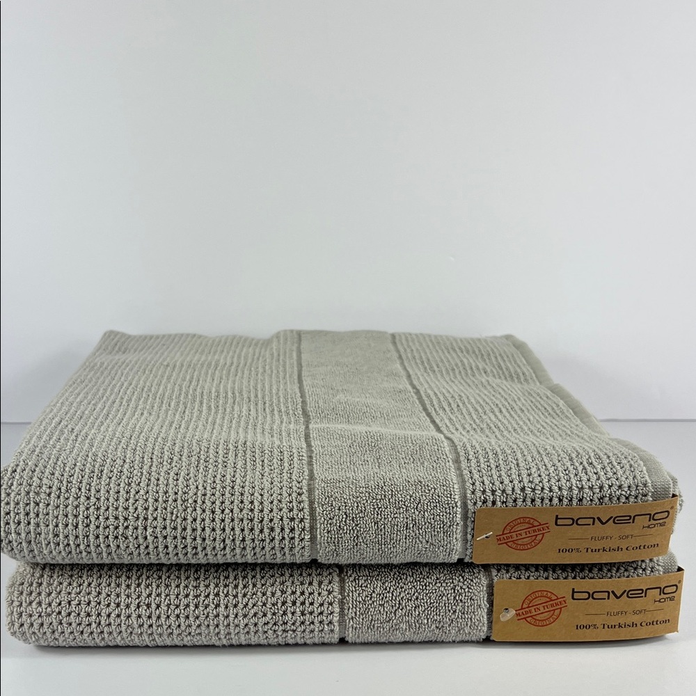 2 Pc Baveno Home Bath Towel Set Taupe Waffle Design 100% Turkish Cotton NEW